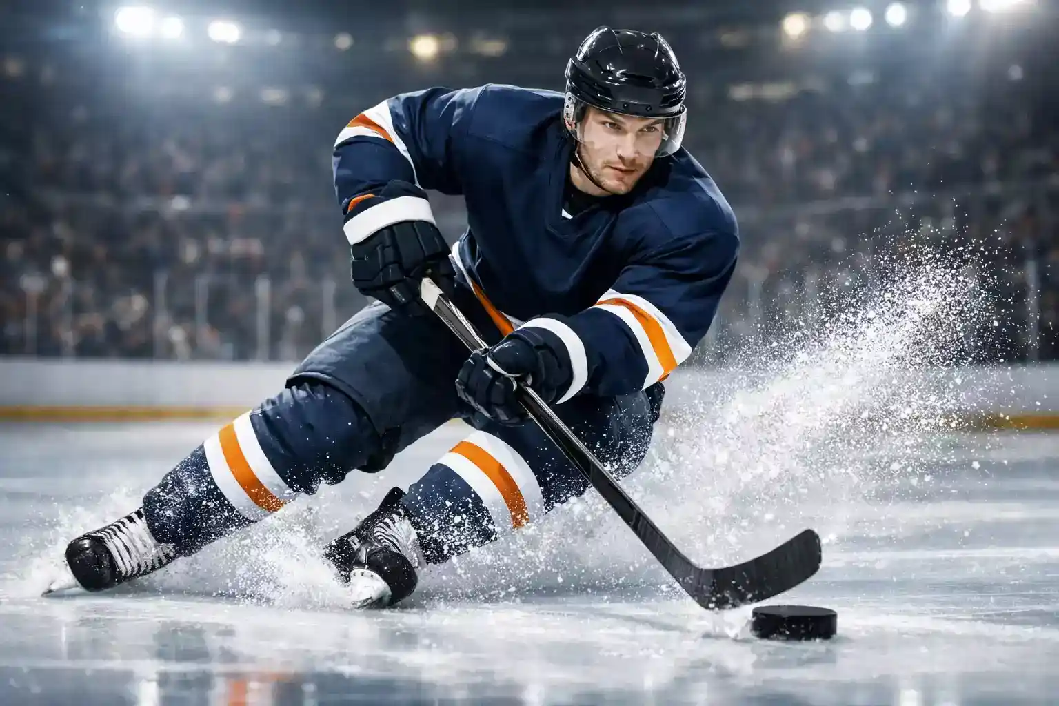 Deutsche Eishockeyspieler in NHL-Trikots während eines Spiels
