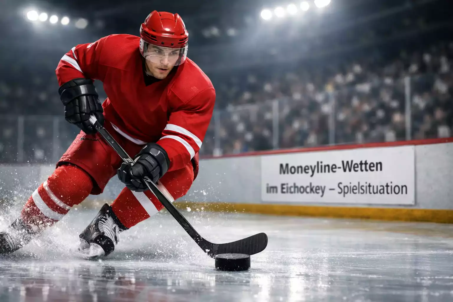 Eishockeyspieler in voller Ausrüstung auf dem Eis während eines NHL-Spiels