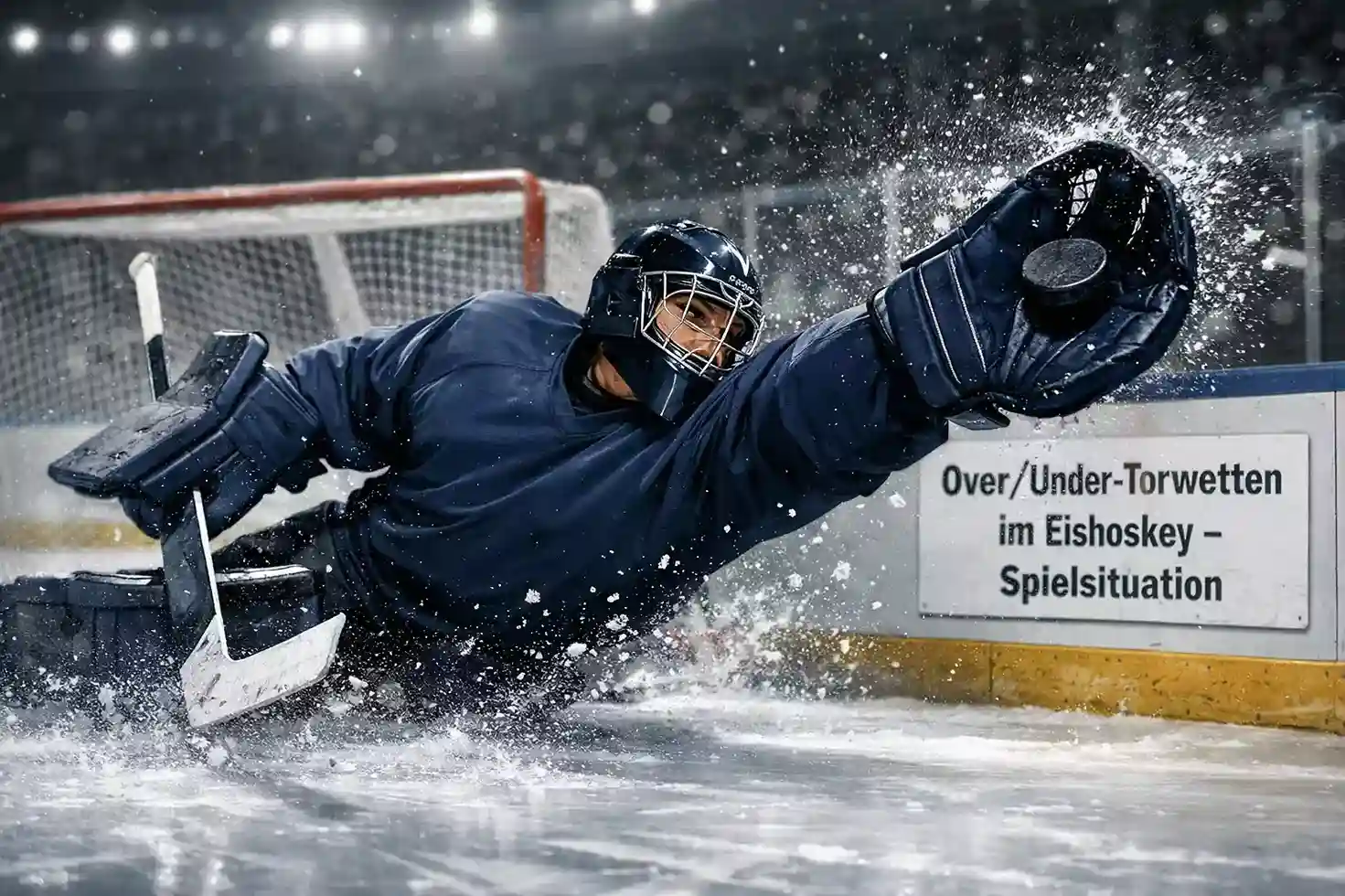 Torhüter in der NHL pariert einen Schuss während eines spannenden Spiels