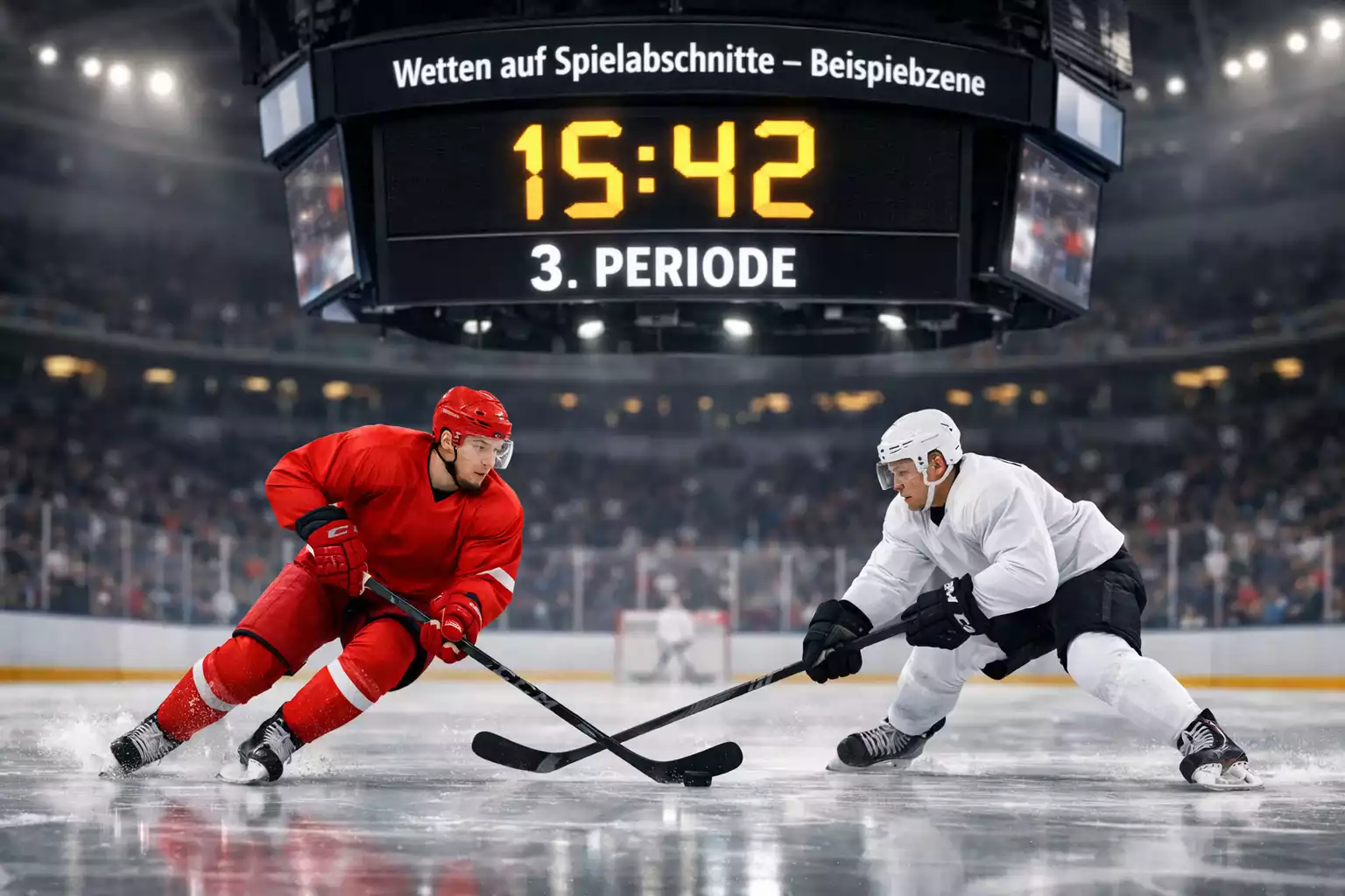 Eishockeyspieler auf dem Eis während eines Drittels in der NHL-Arena