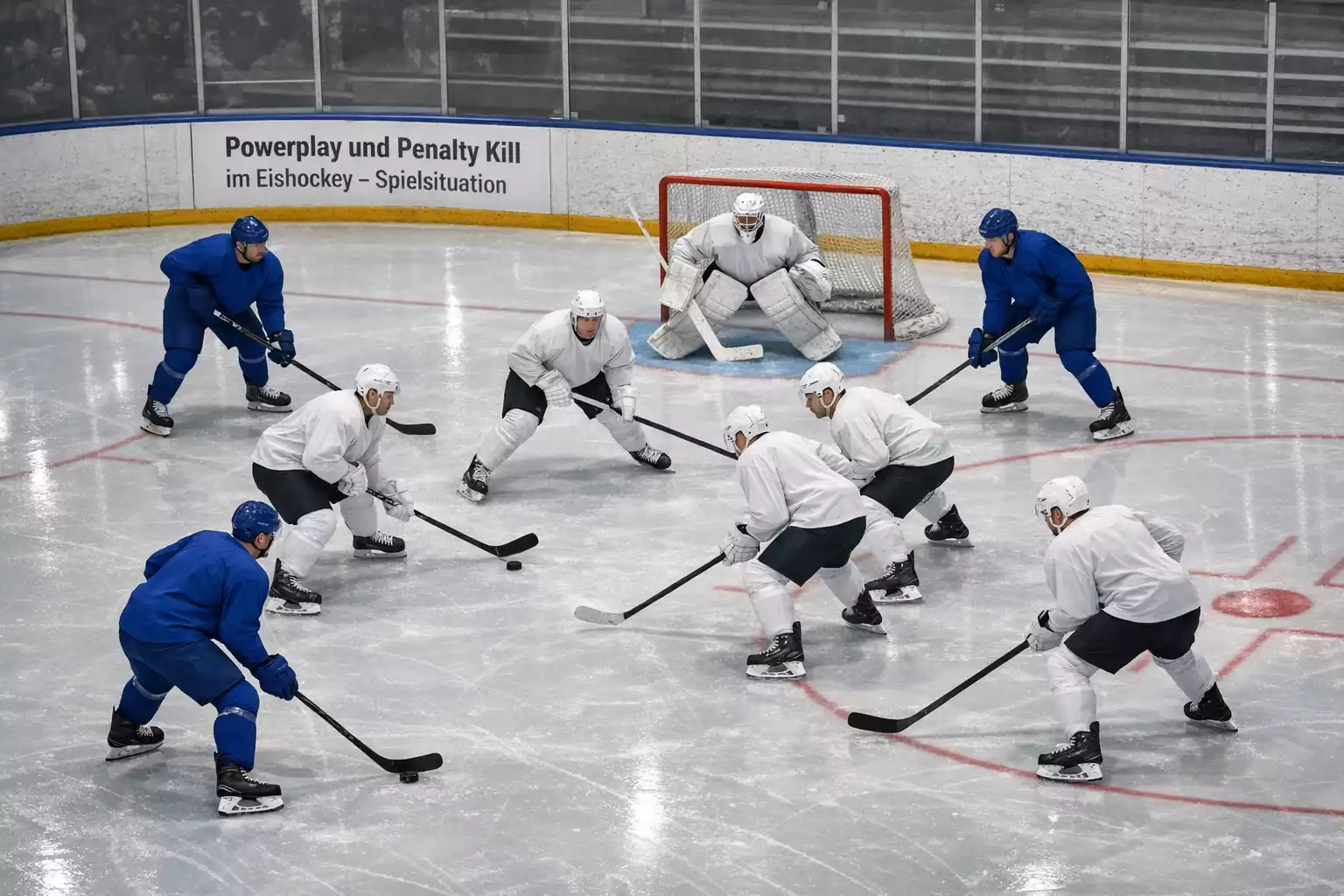 NHL-Powerplay Situation mit fünf gegen vier Spielern auf dem Eis