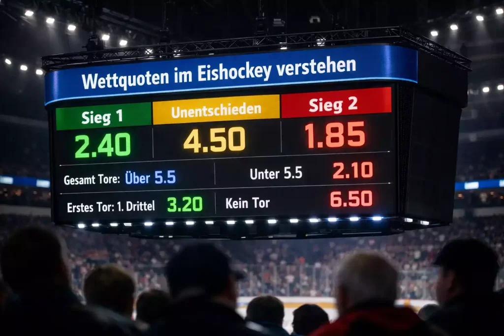 Anzeigetafel mit Wettquoten und NHL-Spielständen