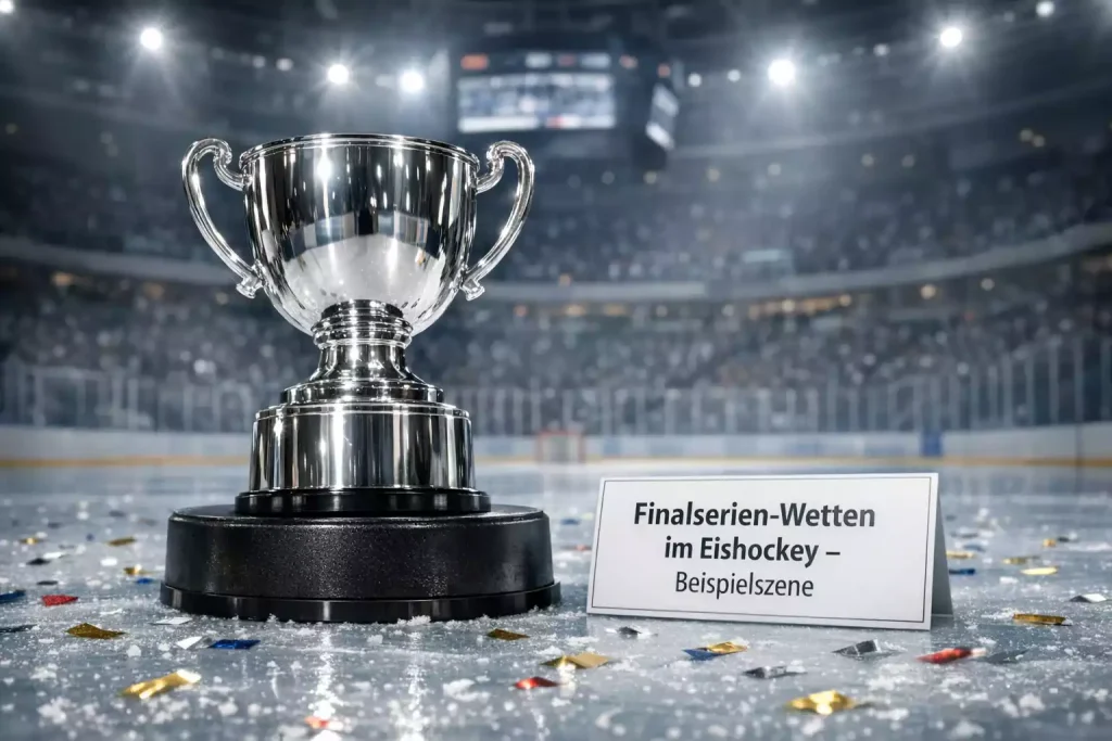 Silberner Pokal auf dem Eis symbolisiert das Stanley Cup Finale