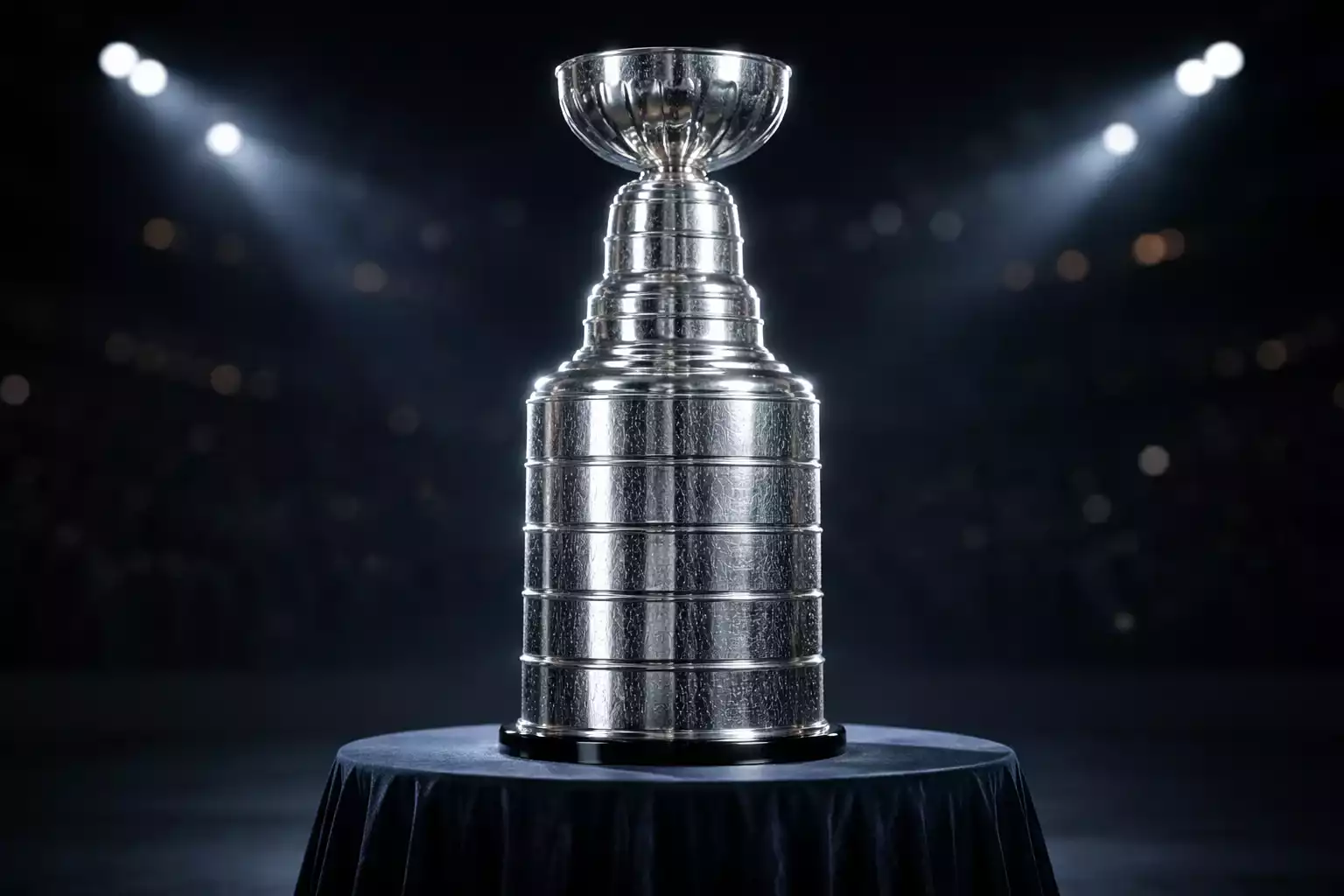 Die Stanley Cup Trophäe im Scheinwerferlicht