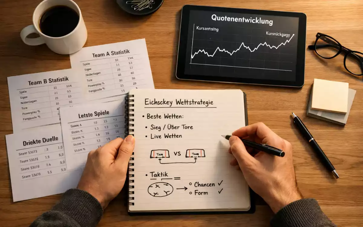 Person plant Wettstrategie mit Notizen und Statistiken