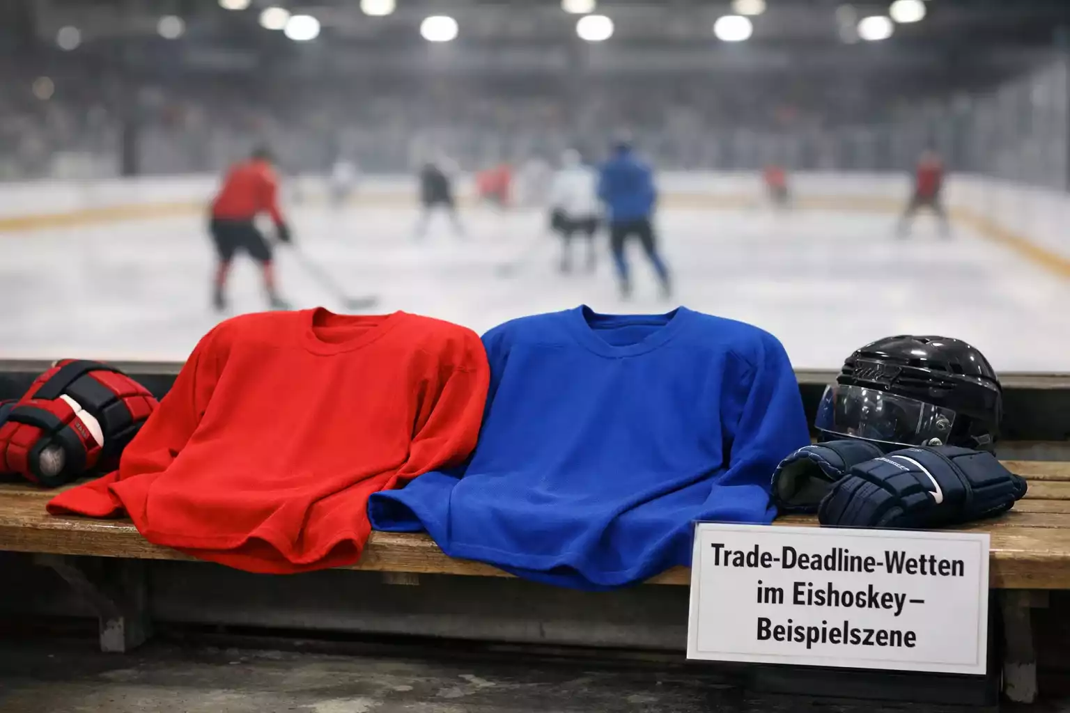 Eishockeyspieler in verschiedenen Trikots symbolisieren NHL-Trades