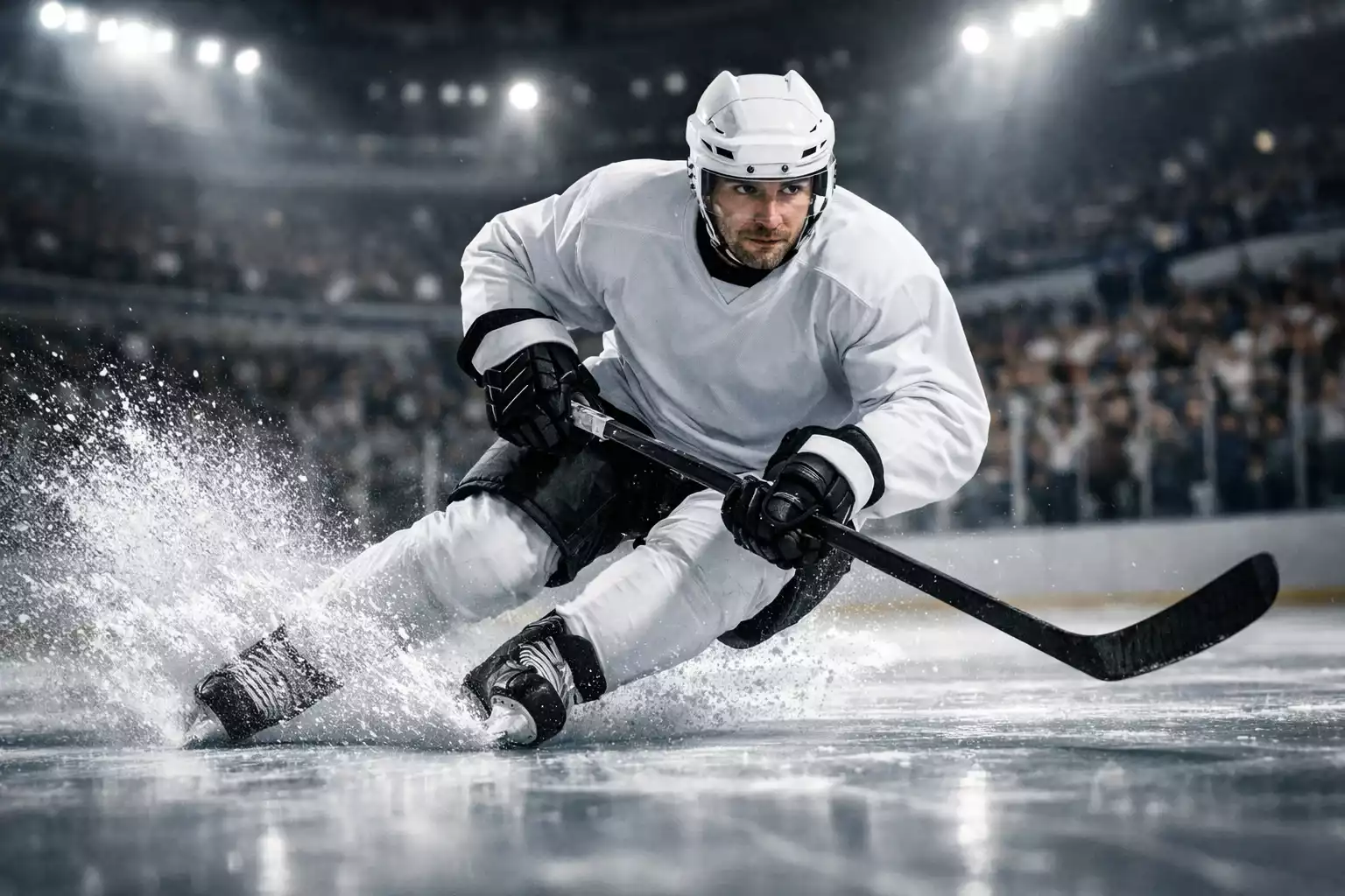 Eishockeyspieler in Aktion auf dem Eis während eines NHL-Spiels